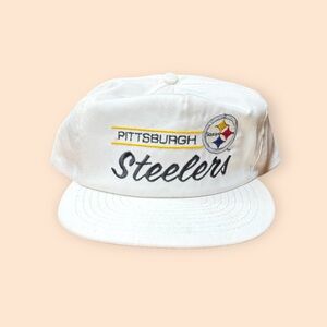 Vintage Pittsburgh Steelers Annco SnapBack Hat 1980s White Vtg 80s